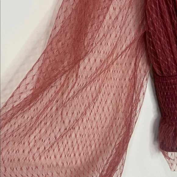 BY ANTHROPOLOGIE Tulle Sheer Balloon Sleeve Blouse Size Small - Picture 8 of 16